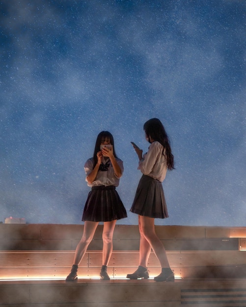 A split image showing two K-drama characters: one looking up at the sky with a sense of acceptance, representing destiny, and the other clenching their fist with determination, symbolizing free will. The backdrop is a blurred cityscape at twilight, reflecting the crossroads they face.