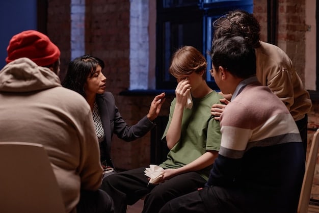 A heartwarming scene from a K-drama showing a group of friends gathered together, offering support and comfort to one another. The characters are smiling and engaged in conversation, creating a sense of camaraderie and mutual understanding. The setting is cozy and inviting, promoting feelings of warmth and connection.
