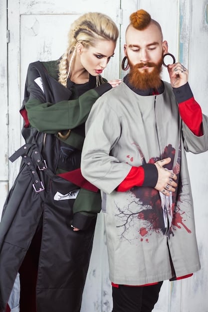 A side-by-side comparison of a cosplayer working on a DIY costume and a professional cosplayer showcasing a commissioned piece, highlighting the different levels of detail and craftsmanship.