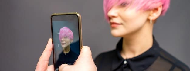 A close-up shot of a person streaming anime music on their smartphone, showing the interface of a popular music streaming app with anime-related playlists and album covers prominently displayed. The background shows a blurred image of an anime convention.