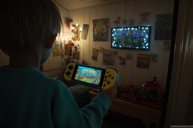 A close-up shot of a person playing a Nintendo 64 with the game Super Mario 64 on the screen. The focus is on the controller and the pixelated graphics of the game.