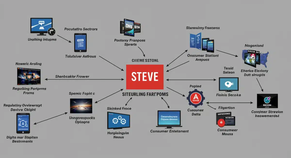 Diagram showing interconnected streaming platforms and federal regulatory bodies