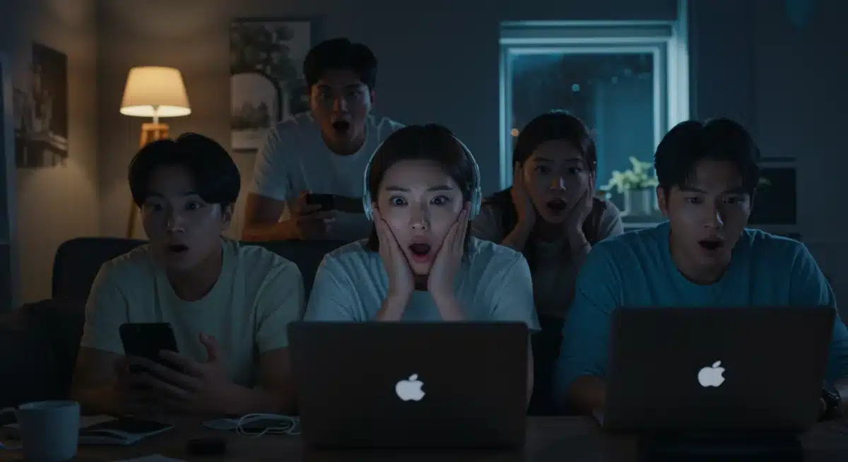 Diverse group of U.S. K-drama fans reacting with shock and discussing series endings online.
