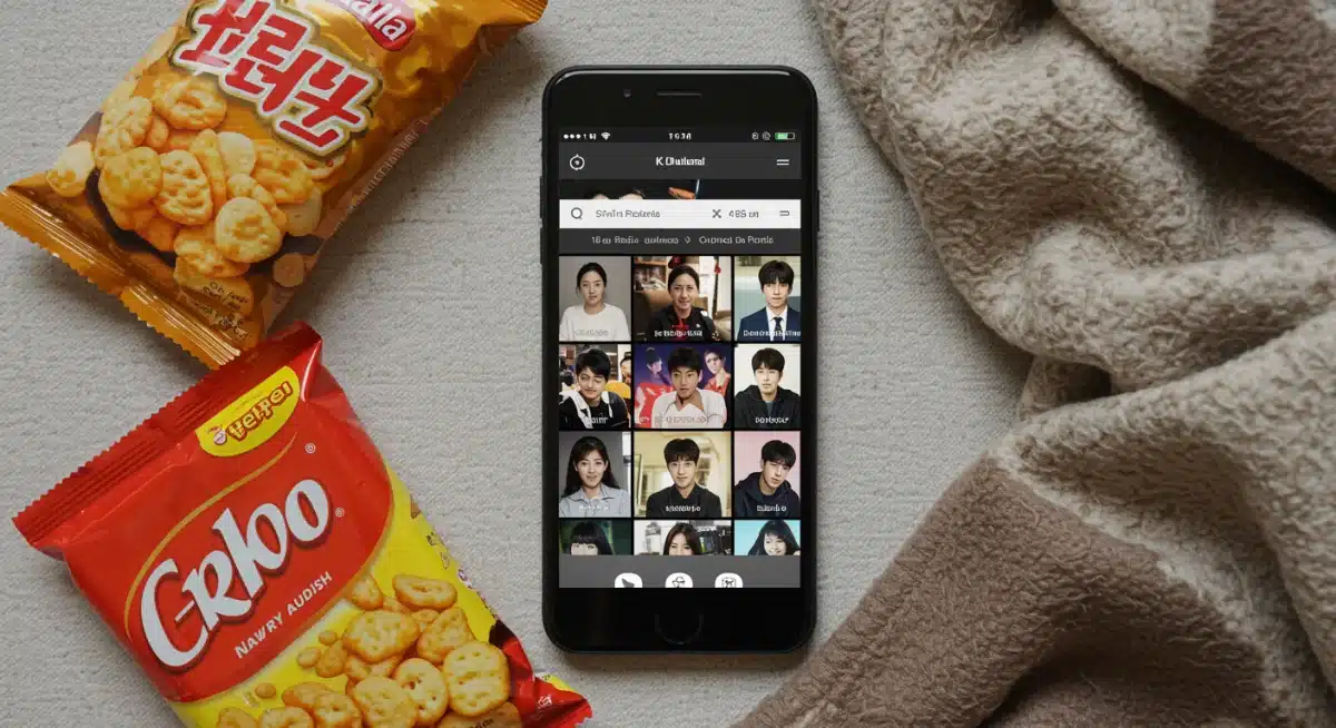 Person watching K-dramas on a streaming app, showcasing diverse content libraries