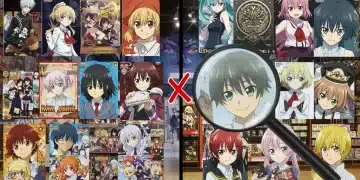 Genuine versus fake anime merchandise comparison with magnifying glass