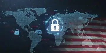 Digital representation of global data flow with US national security and data privacy concerns