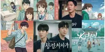 Dynamic collage of webtoon art transforming into K-drama scenes, highlighting three upcoming adaptations.