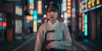 Fusion dorama fashion trend in urban setting