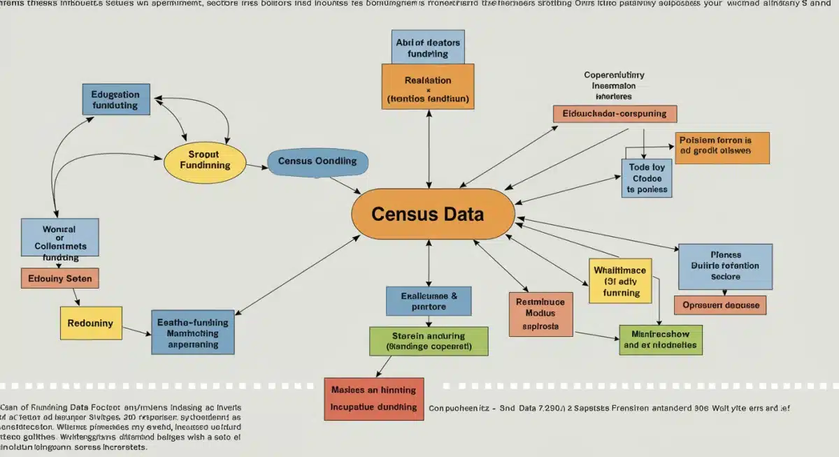 Infographic demonstrating the flow of census data into various government and societal programs.
