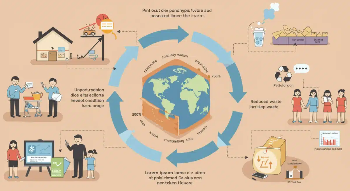 Infographic illustrating circular economy principles and waste reduction in manufacturing.