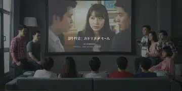 Diverse audience watching international dorama, cross-cultural entertainment