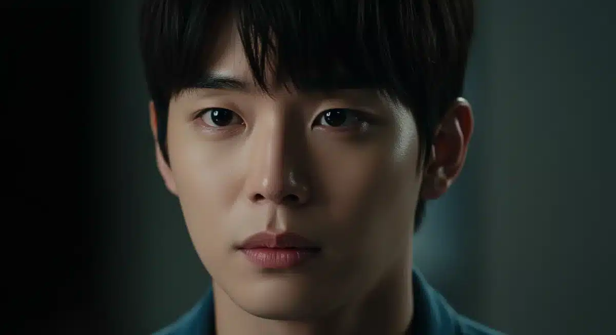 Intense portrait of a rising Korean male actor, showcasing his dramatic range and potential for international appeal.
