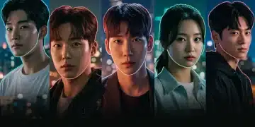 Six rising K-drama actors, a mix of male and female, smiling confidently, representing the future of Korean entertainment on global screens.