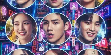 Seven emerging K-Pop idols showcasing their acting potential in a dynamic collage, hinting at their 2026 drama roles.