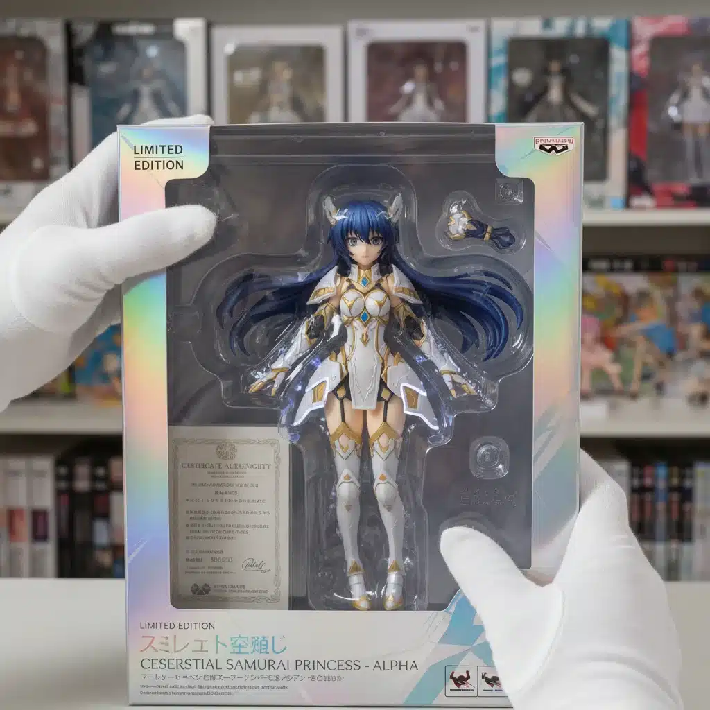 High-quality, detailed anime figure being unboxed from a subscription box.