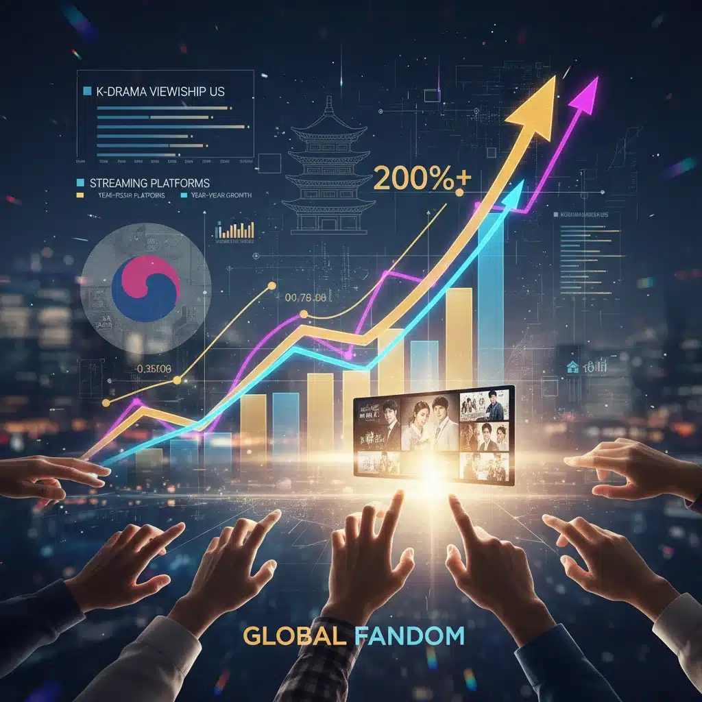 Charts illustrating rising K-drama viewership in the U.S. on streaming platforms