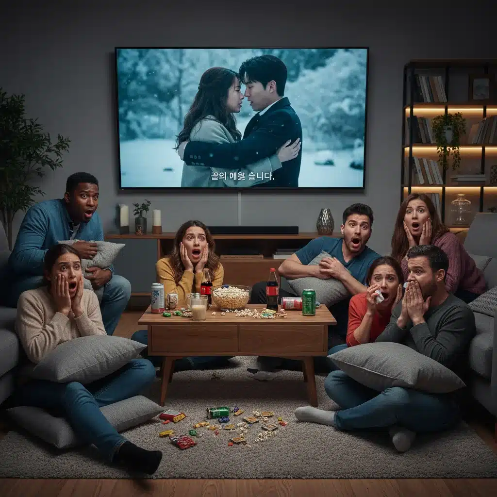U.S. audience reacting to a shocking dorama reveal, expressing surprise.