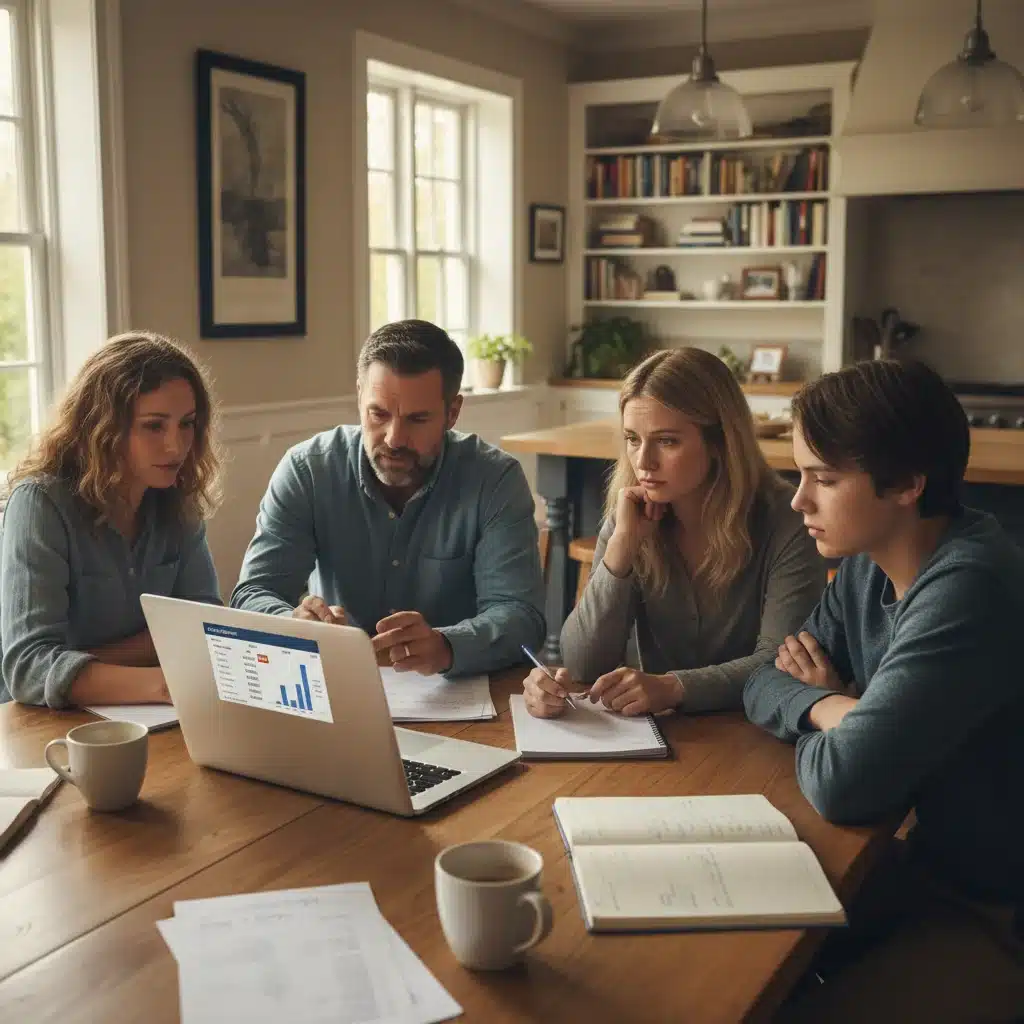 Family discussing mortgage plans and financial strategies at home.