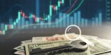 House key on money stack with financial charts, representing mortgage rate hike impact.