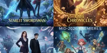 Four K-drama webtoon adaptation posters for mid-2026 premieres, showcasing diverse genres.