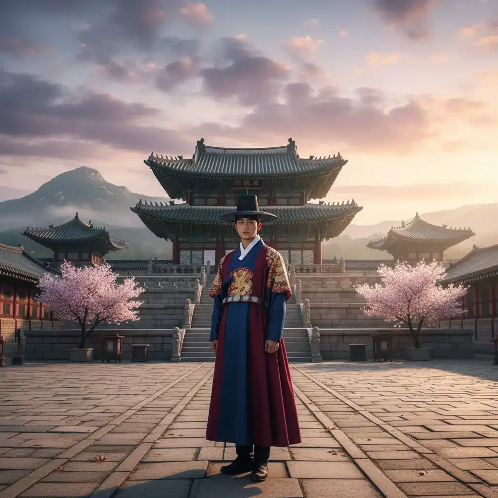 Dramatic historical K-Drama scene in a grand palace