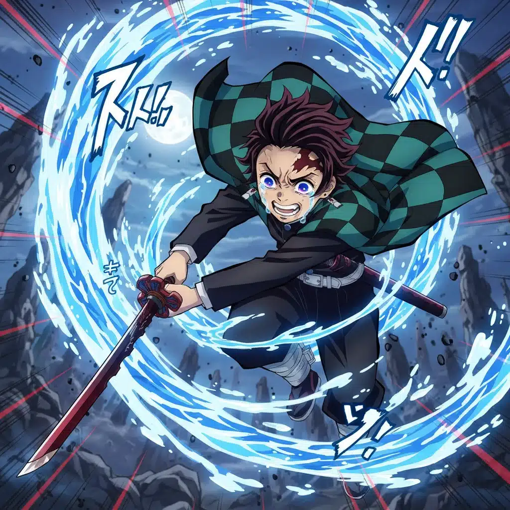 Iconic anime character in a climactic action sequence, showcasing the emotional depth and impact of skilled voice acting.
